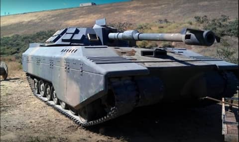 Military-Style Battlefield with Tank and Bunkers