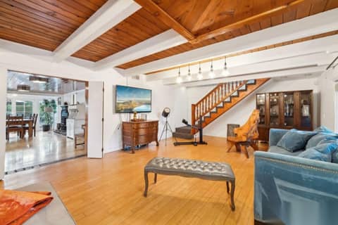 Wood-Beamed Ranch Home with Koi Pond, photo 7