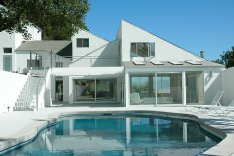 White Hilltop Modern with Pool and Canyon Views